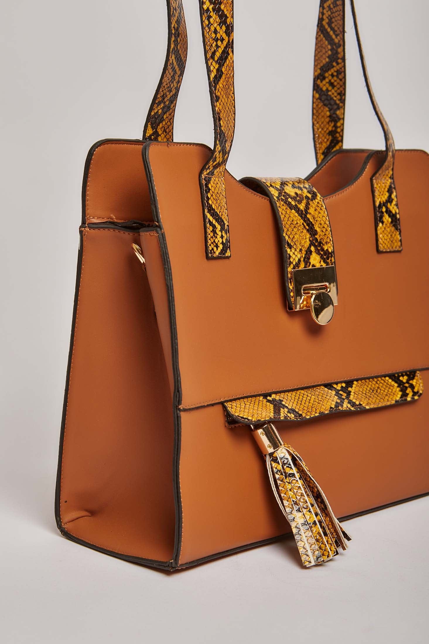 داليدرس شنطة نسائي جلد بنقش جلد ثعبان عاليد جملي