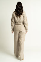 داليدرس جمبسوت نسائي طويل بأكمام طويلة بيج