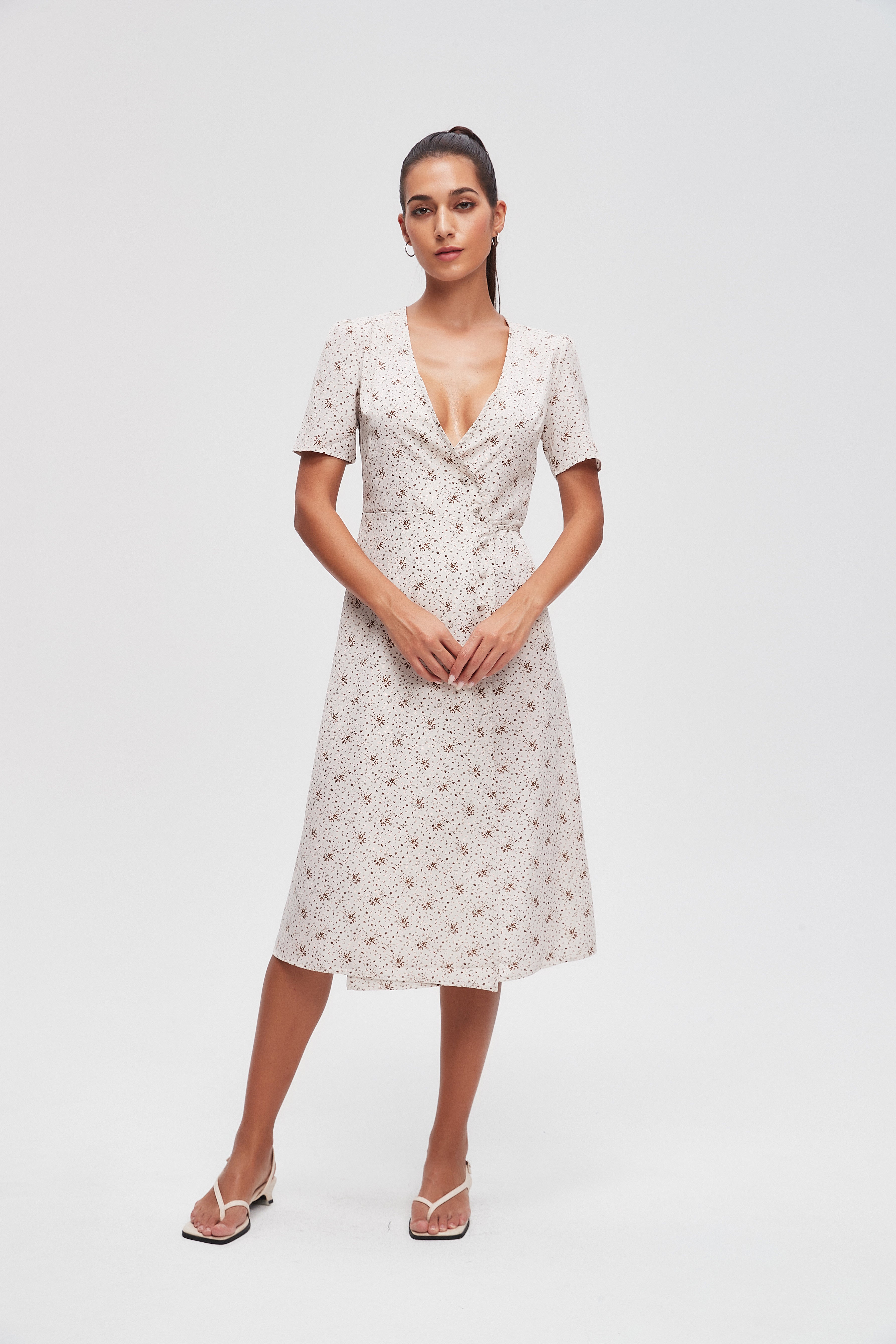 100 polyester dress Designer High Low Polyester Multi-Color Dress