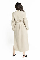 ببل فاشن فستان نسائي طويل منقوش من الكم ومن الاسفل وبحزام على الخصر