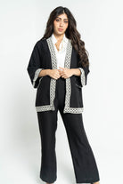 داليدرس كيمونو نسائي مطرز كم طويل واسع أسود