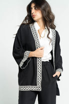 داليدرس كيمونو نسائي مطرز كم طويل واسع أسود