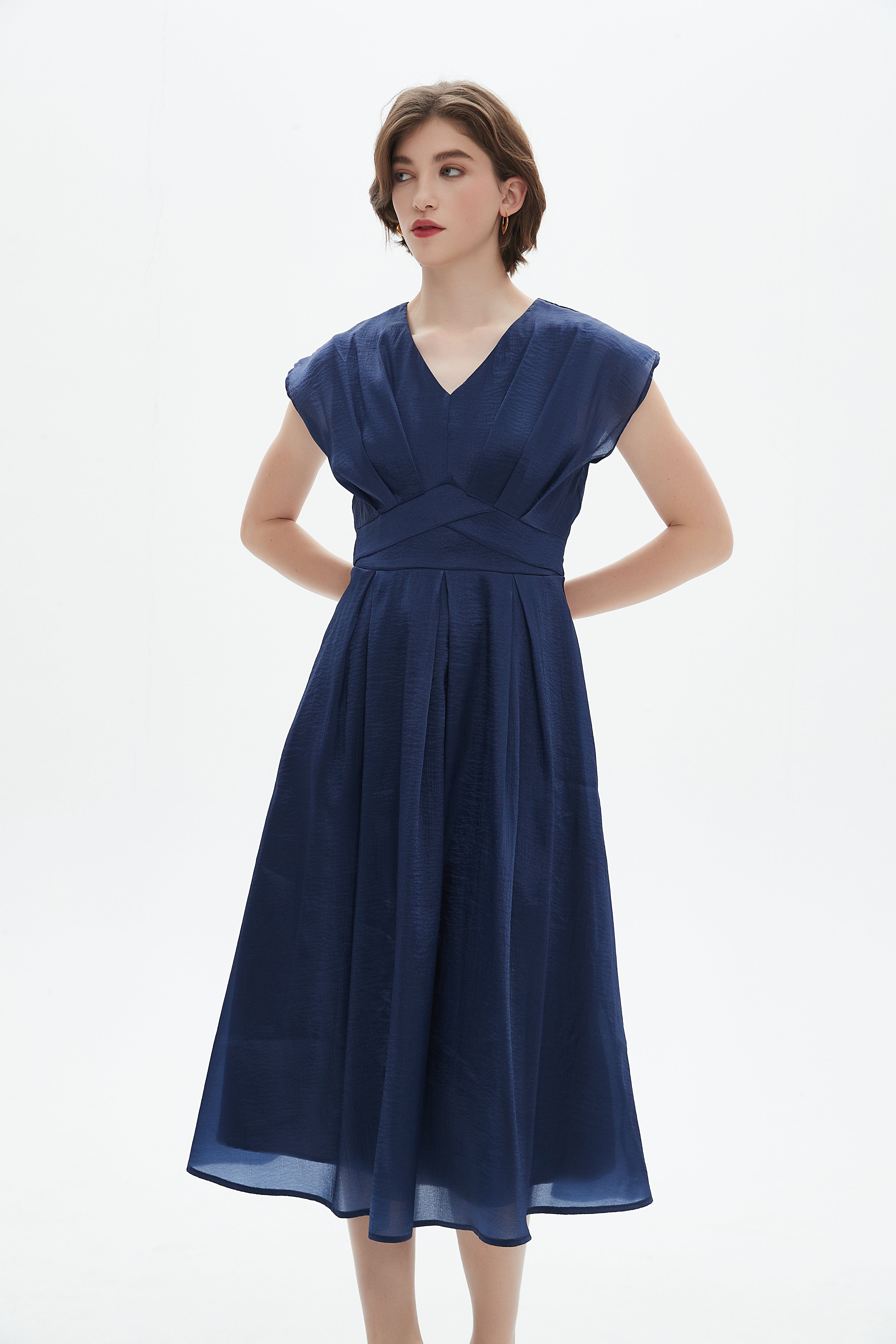 midi women's a line dress Classic Cotton Elegance A-Line Midi Dress L