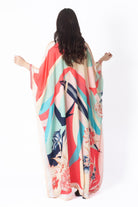 ديامانتين غندورة ملونة طويلة واسعة بأكمام طويلة مرجاني