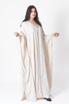 ديامانتين غندورة كم 3/4 سادة بلمعة أمامية كم طويل نسائي بيج