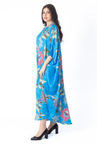 ديامانتين غندورة كم 3/4 بنقشة ورود واسعة نسائي أزرق