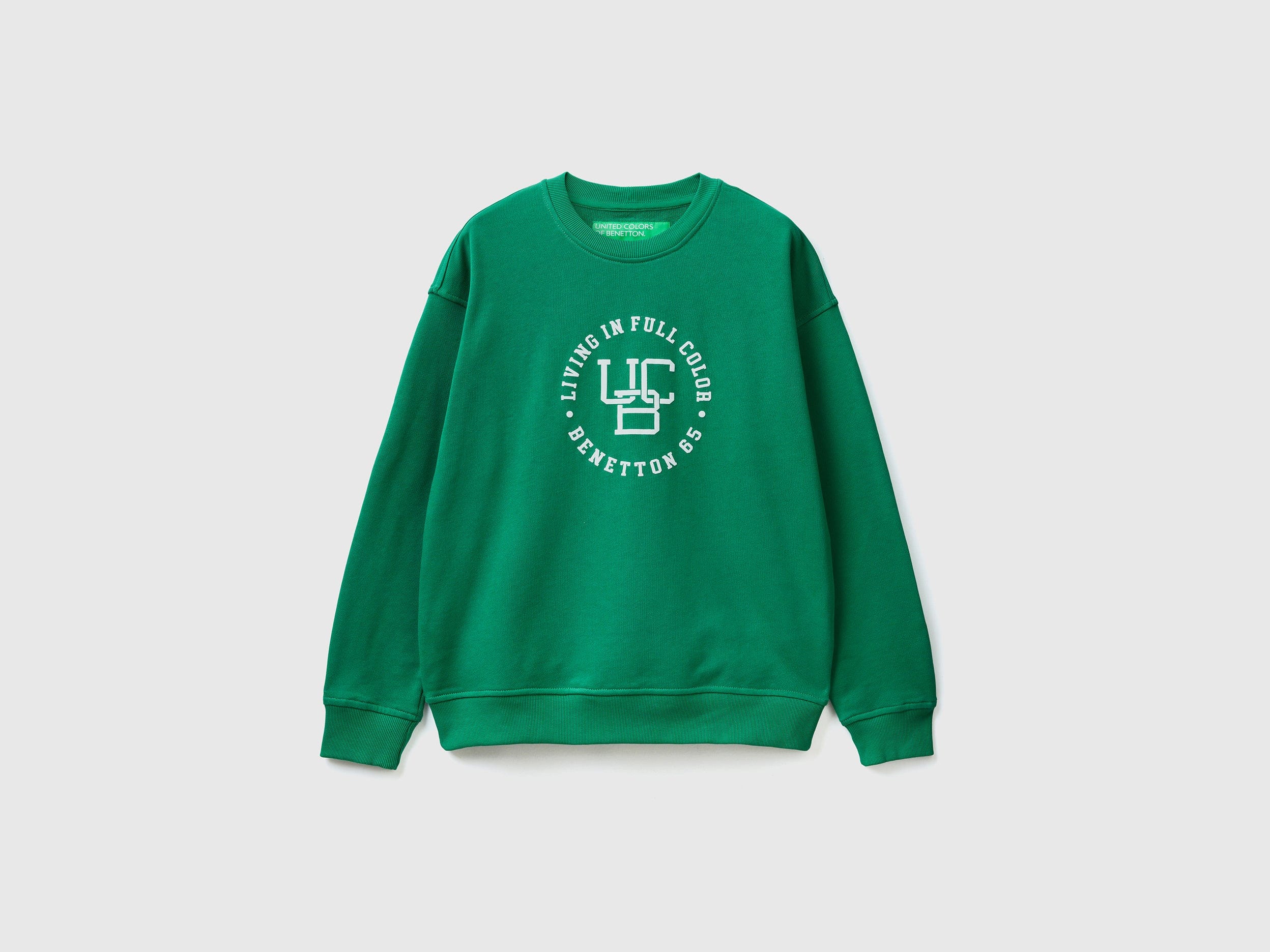 يونايتد كولورز اوف بينيتون سويت شيرت بياقة دائرية مع طباعة شعار رجالي