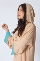 ديامانتين جلابية بأكمام طويلة مطرزة من الأمام نسائي بيج