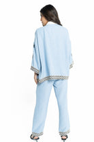 ببل فاشن كيمونو نسائي بكم قصير مطرز من الحواف