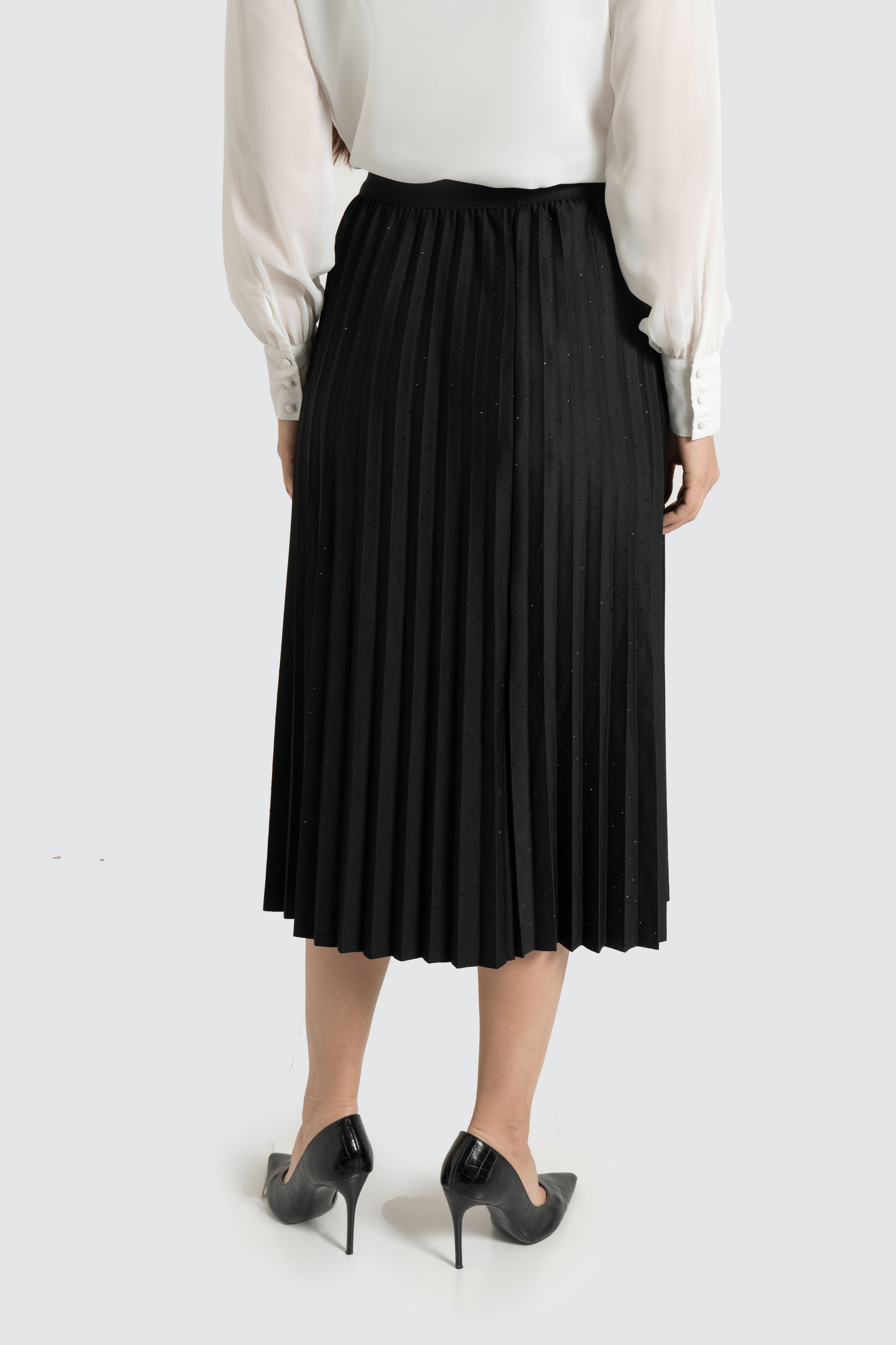 Fashion تنورة ميدي بليسية بترتر بخصر مطاطي