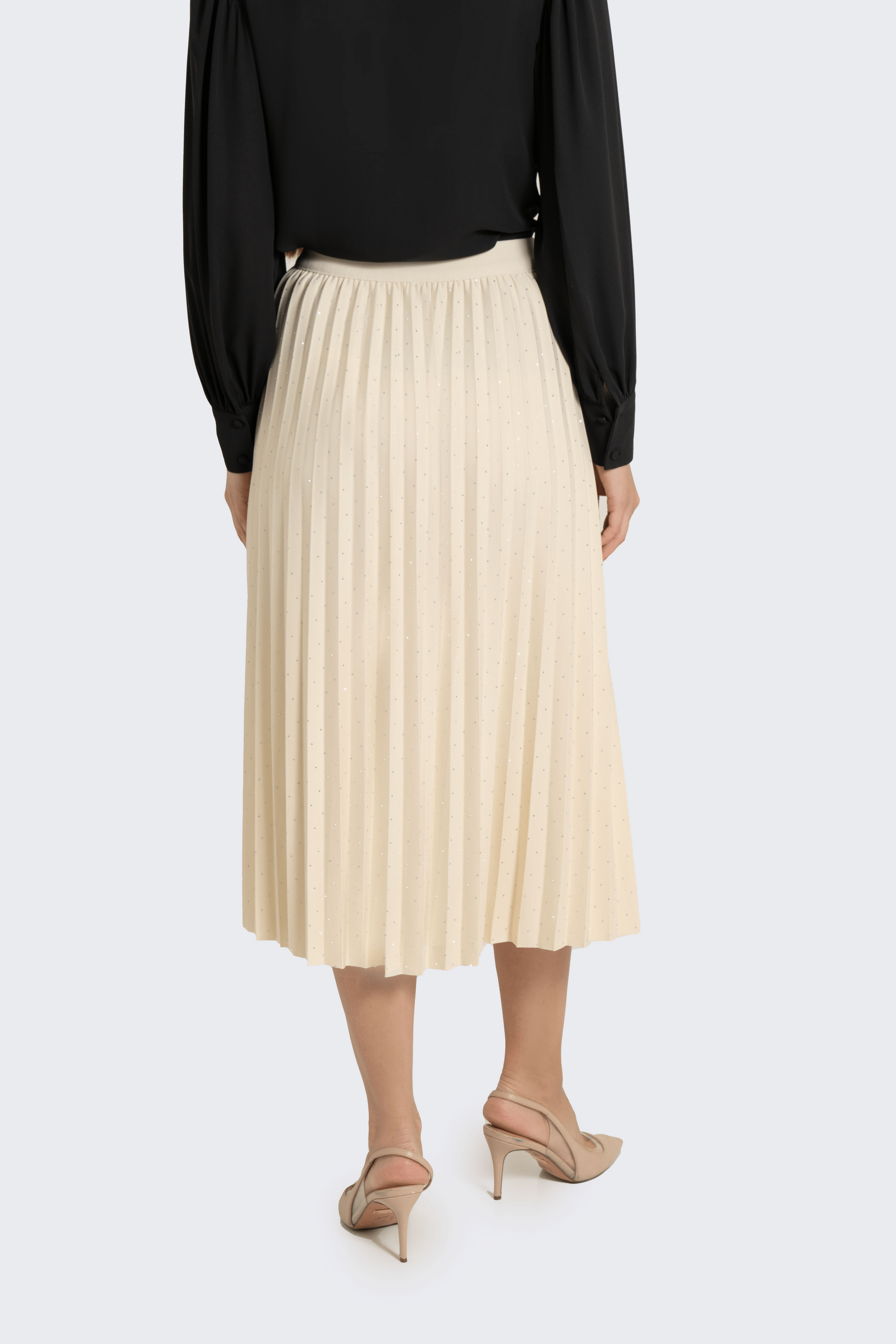 Fashion تنورة ميدي بليسية بترتر بخصر مطاطي