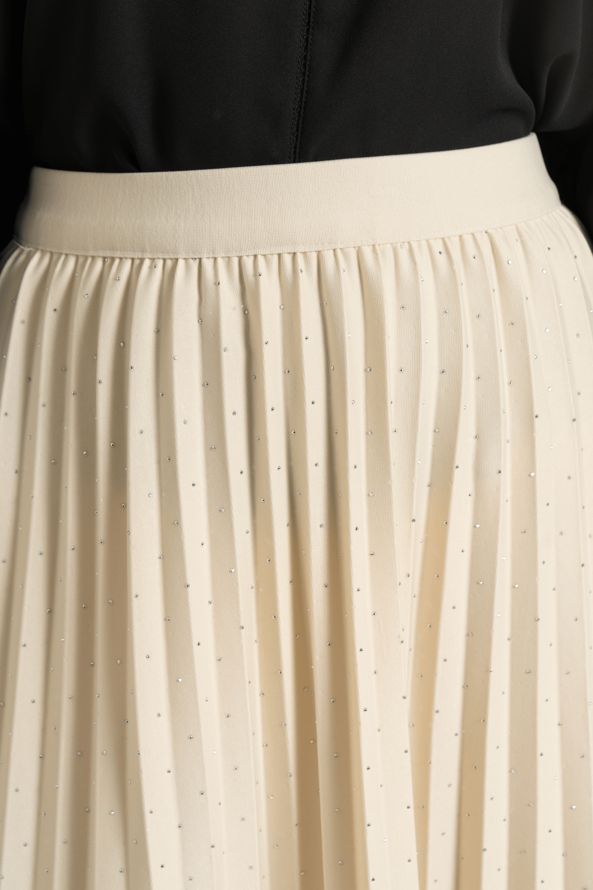 Fashion تنورة ميدي بليسية بترتر بخصر مطاطي