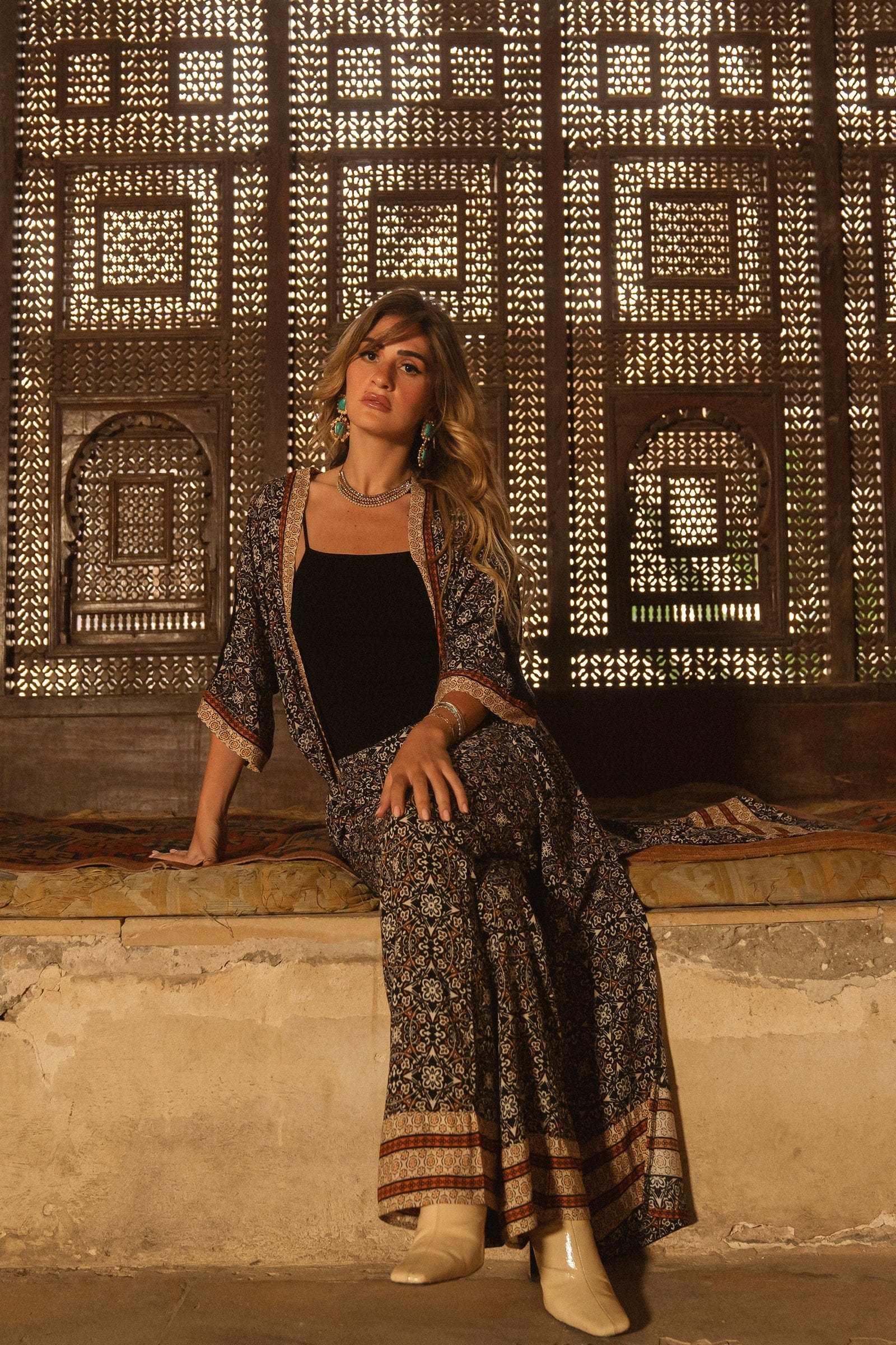 كارينا كيمونو منقوش باكمام نسائي ملون