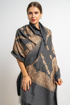 ميكا شال منقوش نسائى متداخل مزين بخيط