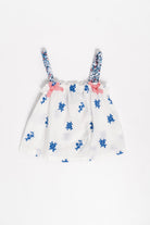 جينجرسنابس بلوزة بناتي منقوشة مع فيونكة على الصدر أبيض