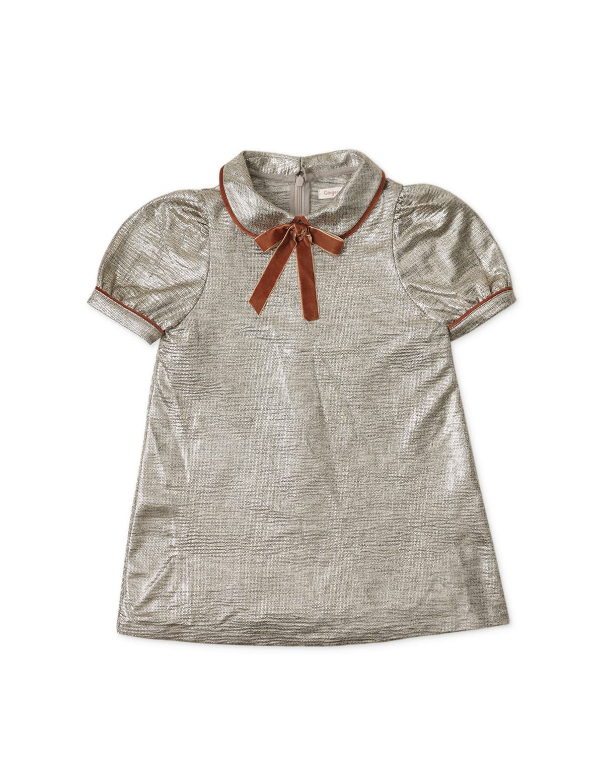 جينجرسنابس فستان بناتي منسوج لامع قصير معدني