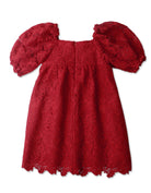 جينجرسنابس فستان بناتي منسوج دانتيل نص كم أحمر