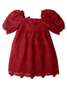 جينجرسنابس فستان بناتي منسوج دانتيل نص كم أحمر