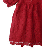 جينجرسنابس فستان بناتي منسوج دانتيل نص كم أحمر