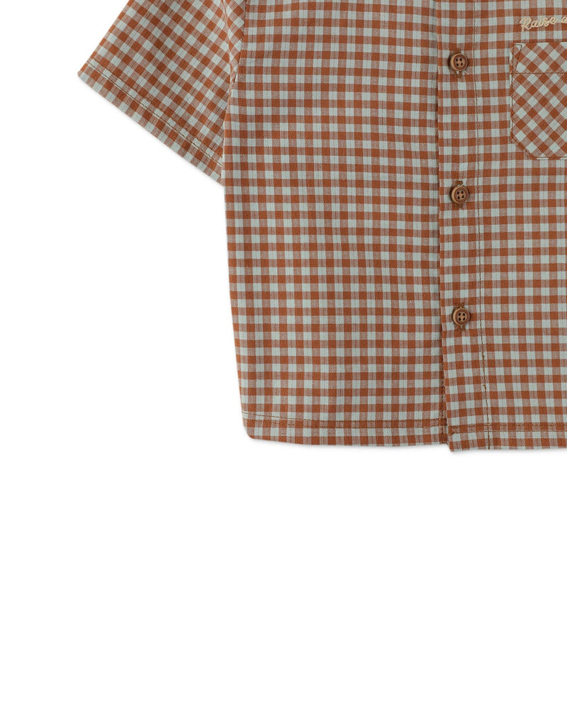 جينجرسنابس قميص بيبي ولادي مربعات بأزرار أمامية نص كم متعدد الألوان