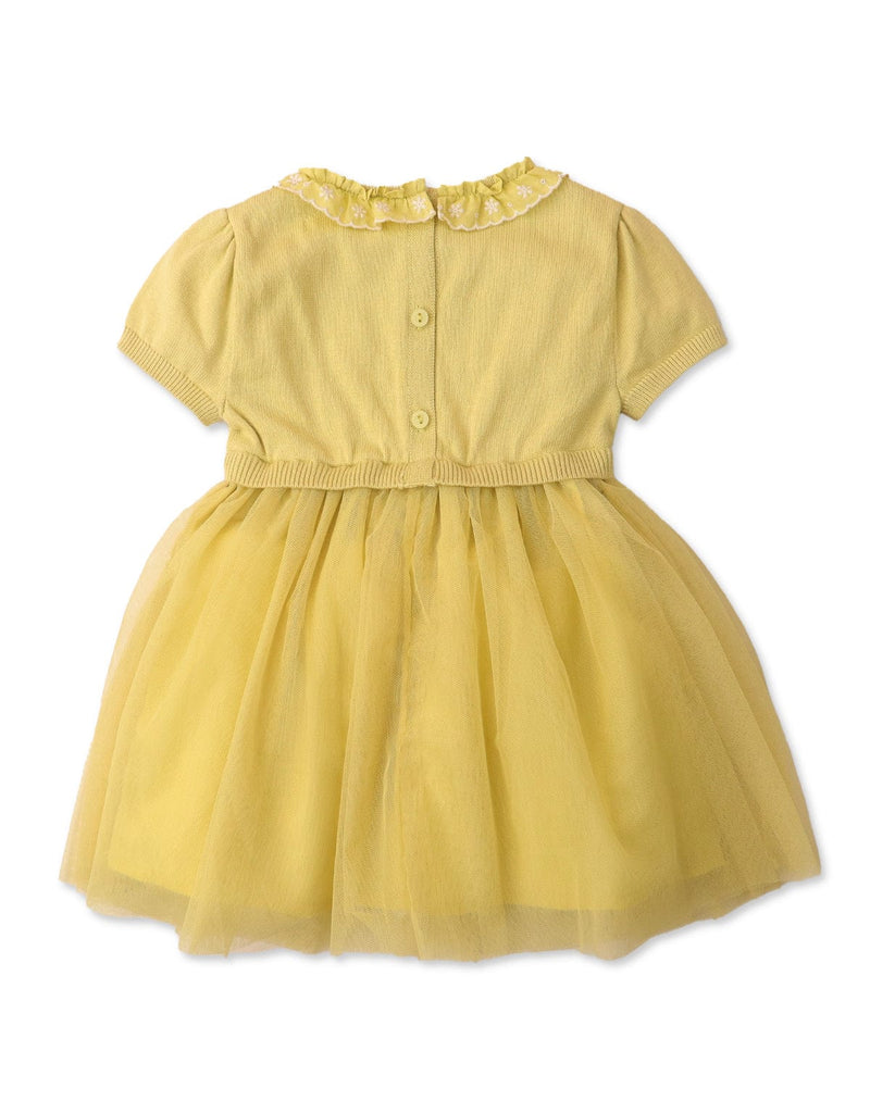 جينجرسنابس فستان بيبي بنات للأطفال مخرم بكشكشة أصفر