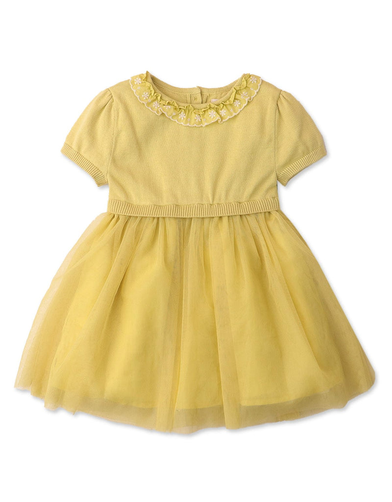 جينجرسنابس فستان بيبي بنات للأطفال مخرم بكشكشة أصفر