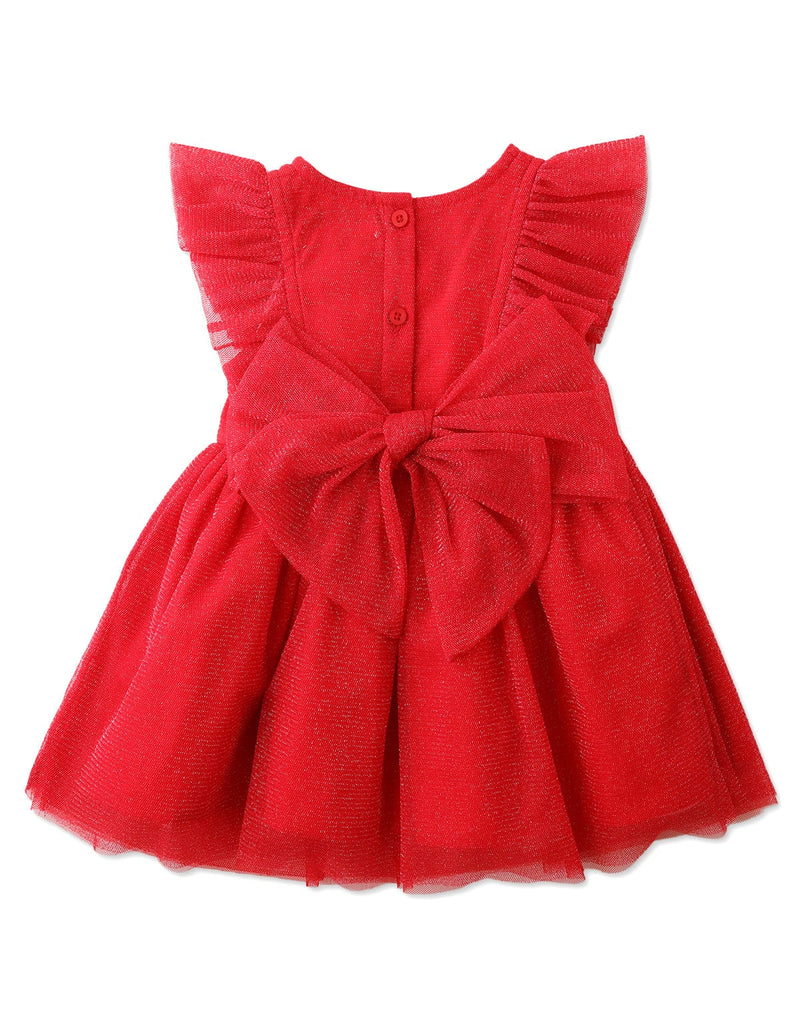 جينجرسنابس فستان بيبي بناتي منسوج بفيونكة على الخصر أحمر