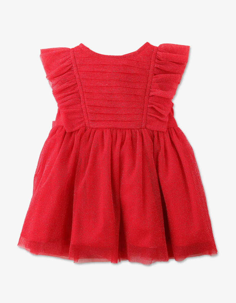 جينجرسنابس فستان بيبي بناتي منسوج بفيونكة على الخصر أحمر