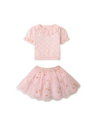 جينجرسنابس طقم تنورة بيبي بناتي قصيرة مكشكشة منقوشة وردي