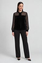 Black long-sleeve top — full front