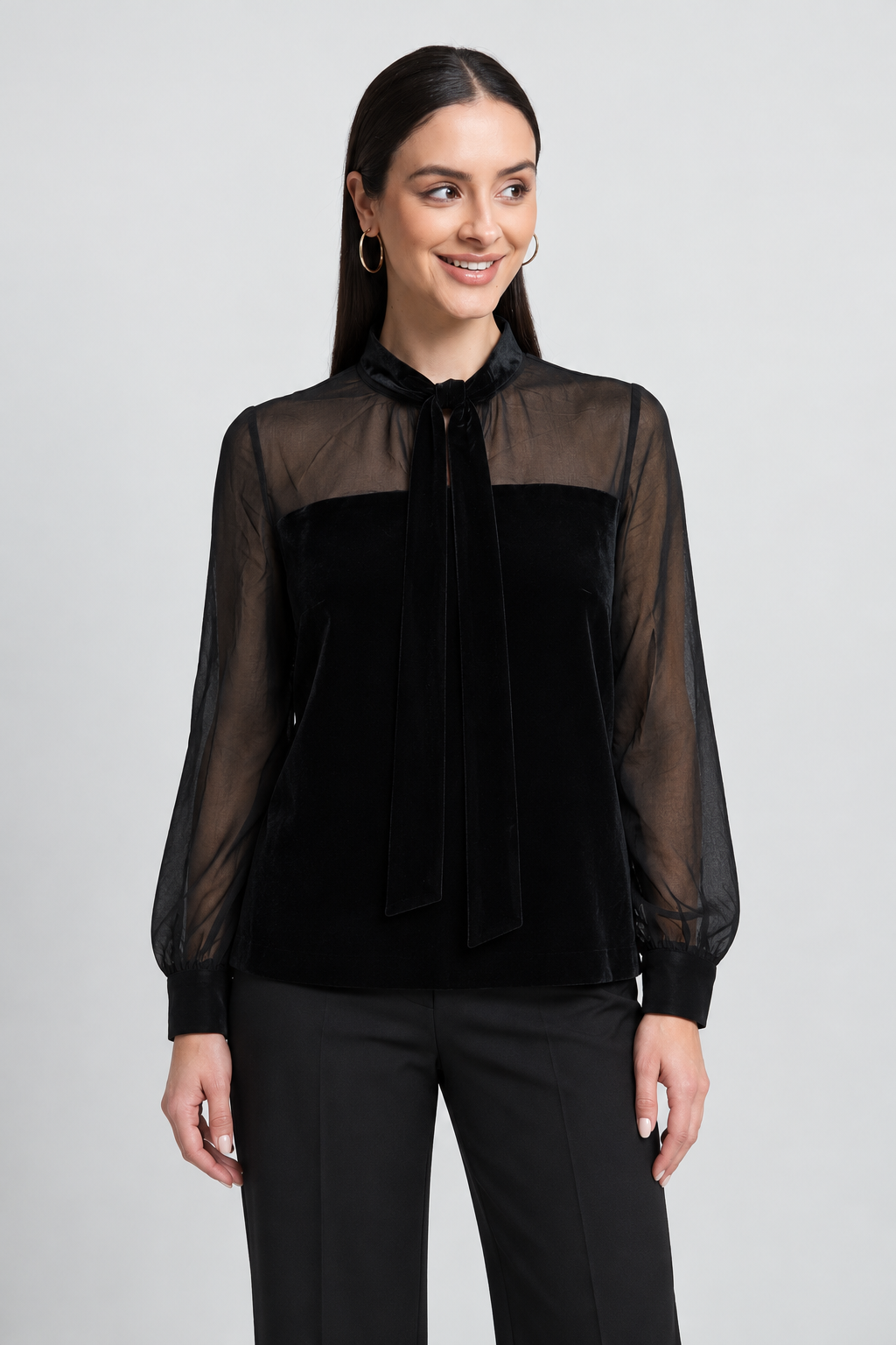 Black long-sleeve top — garment-focused front