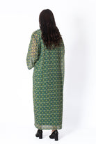 ديامانتين جلابة كميس منقوشة كم طويل أخضر