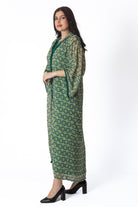 ديامانتين جلابة كميس منقوشة كم طويل أخضر