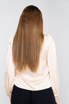 نتشي بلوزة سادة برباط على الصدر أكمام طويلة