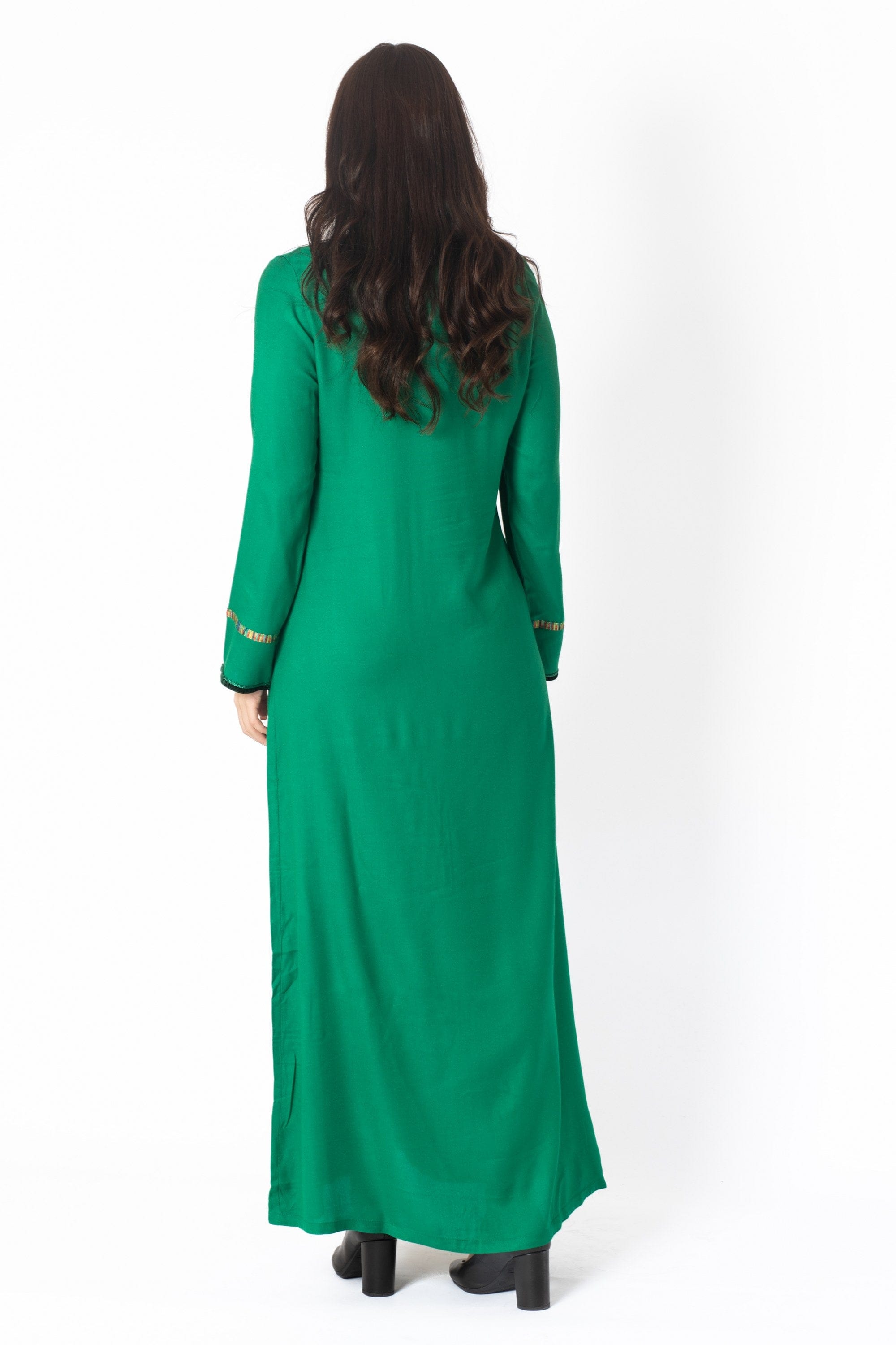 ديامانتين كميس طويلة الأكمام مطرزة بالخيط نسائي أخضر داكن