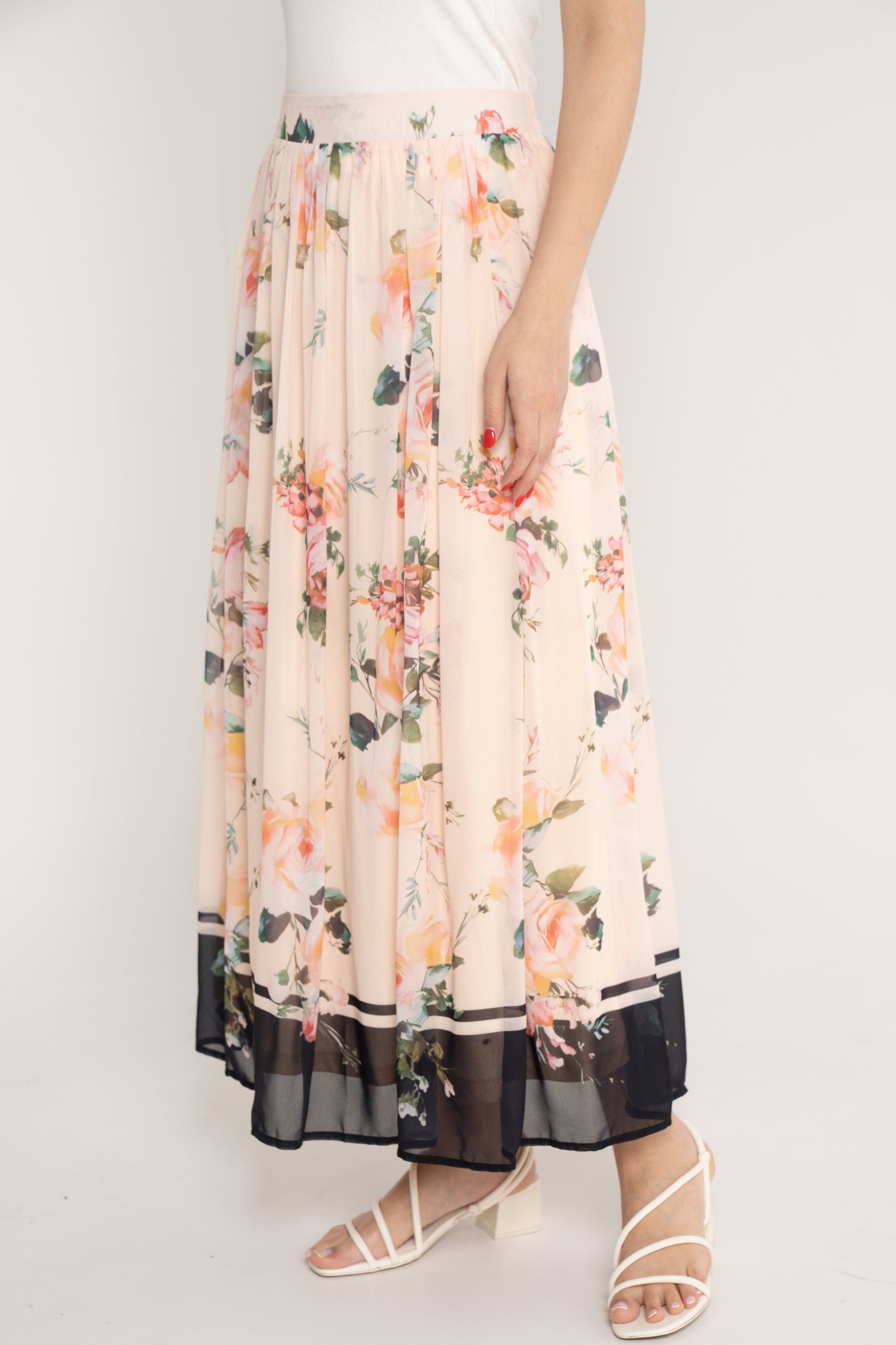 نتشي تنورة مشجرة طويلة كلوش نسائي