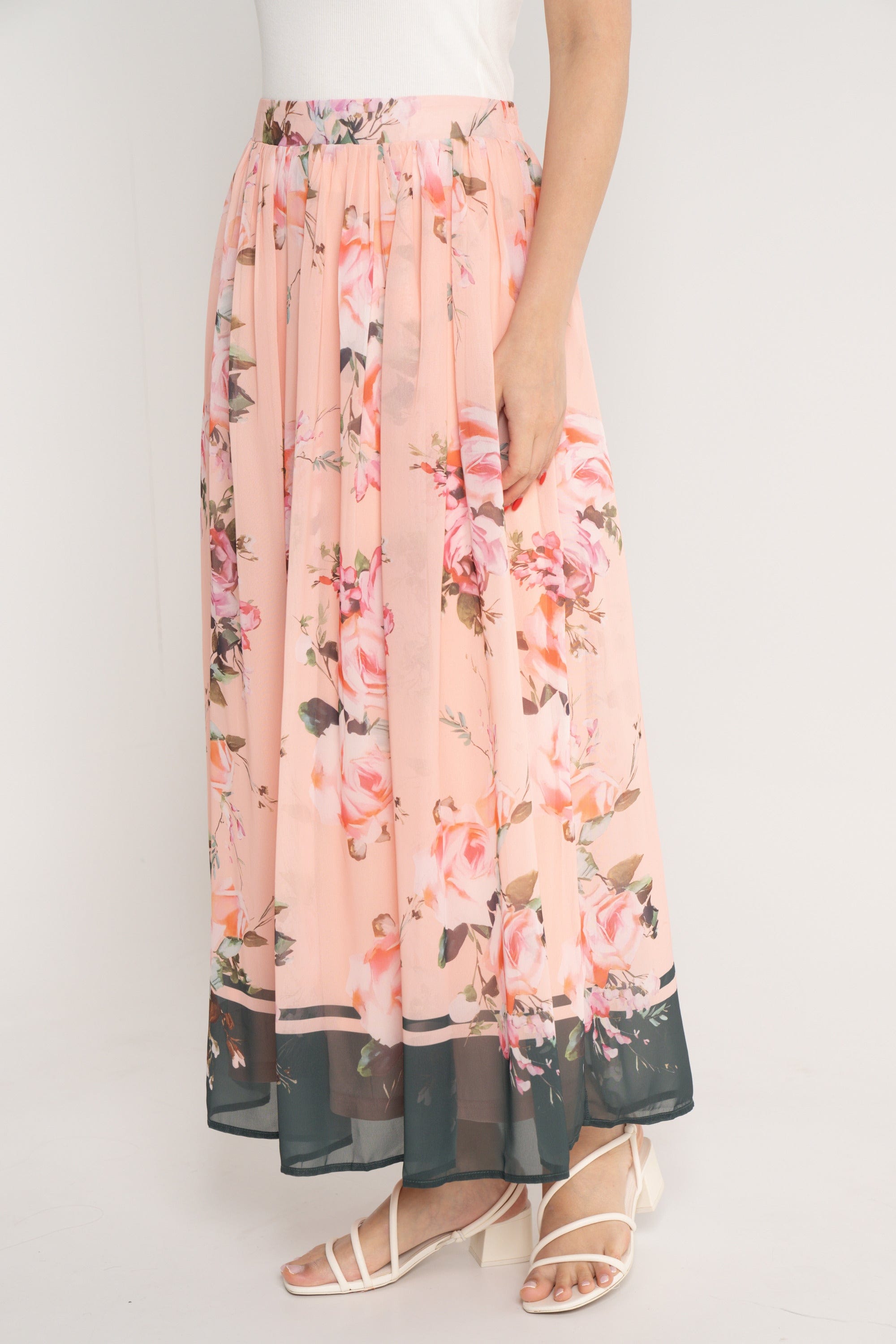 نتشي تنورة مشجرة طويلة كلوش نسائي