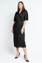 نتشي فستان ميدي بأكمام فراشة مخصرة نص كم بف نسائي