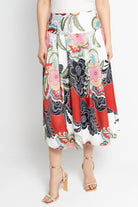 نتشي تنورة ميدي نسائية مشجرة بخصر مرتفع بيج