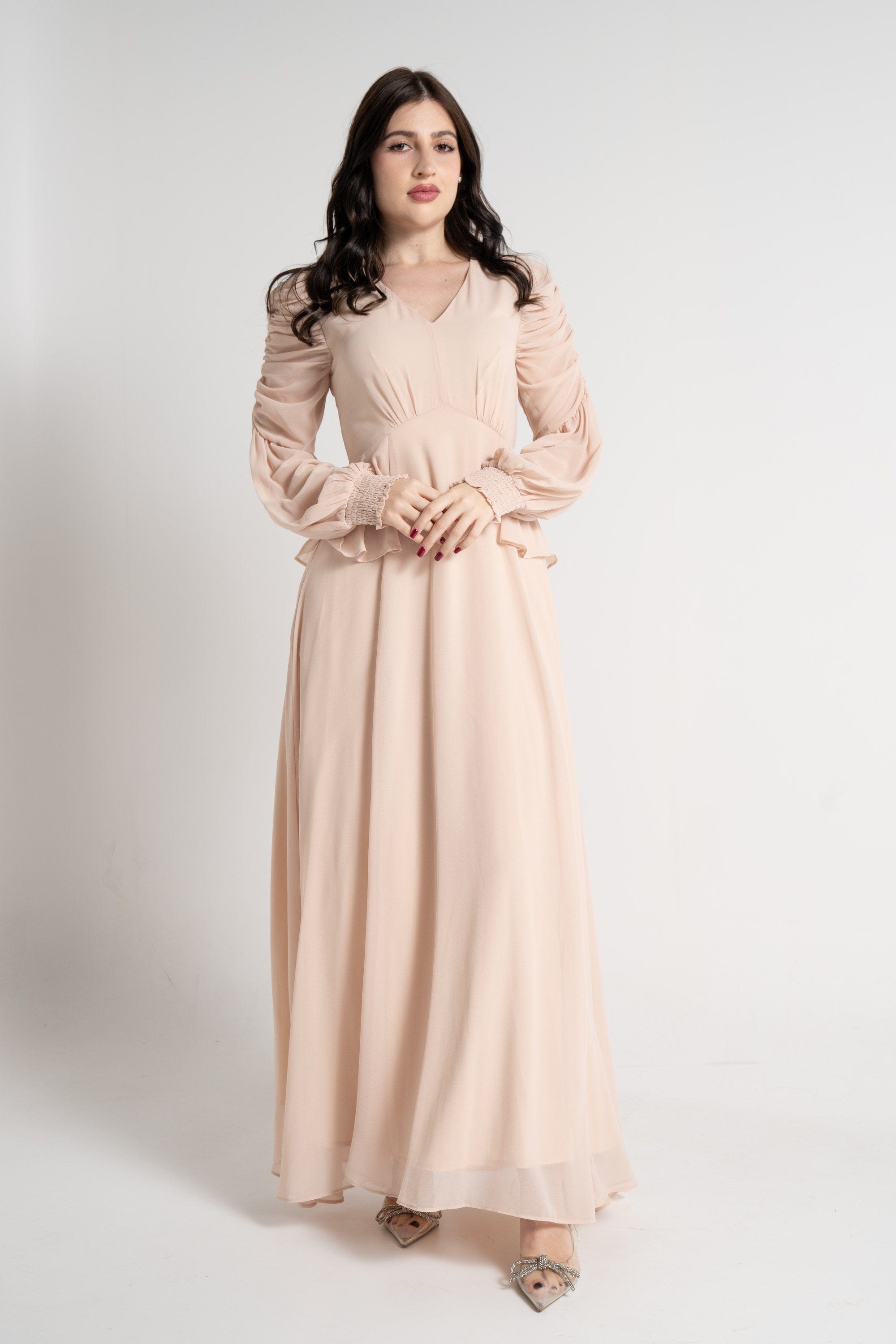 women's a line dress maxi long dress Linessa | Dark PLUM High-Neck Maxi Dress With Sash And Gathered-Detailing
