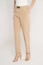 نتشي بنطلون طويل كلاسيك طويل سادة خصر مرتفع بجيوب