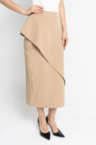 نتشي تنورة ميدي نسائية طبقتين سادة