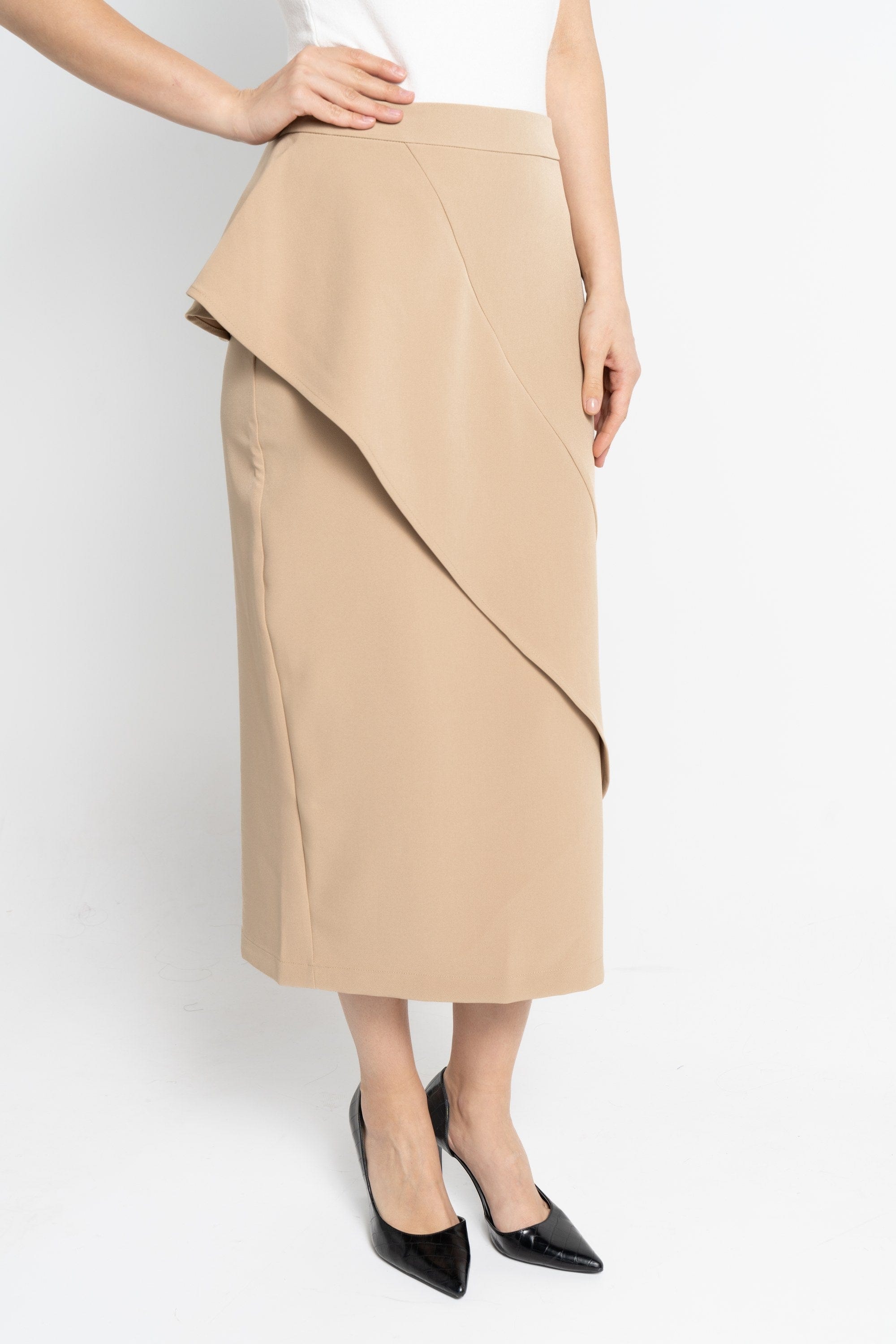 نتشي تنورة ميدي نسائية طبقتين سادة