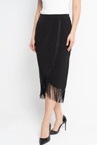 نتشي تنورة ميدي نسائية سادة بشراشيب