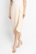 نتشي تنورة ميدي نسائية سادة بشراشيب