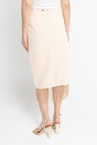 نتشي تنورة ميدي نسائية سادة بشراشيب