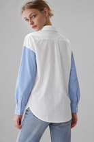 LIV0221AGI light blue embroidered shirt back on model Temmy