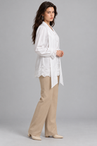 LIV0228AGI white blouse, side view on model Kamila