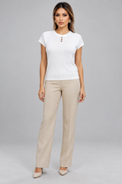 LIV0336AGI white tee full front on model Beatriz