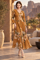 LV0898S262ZI brown floral maxi dress on Maria — Saudi lifestyle